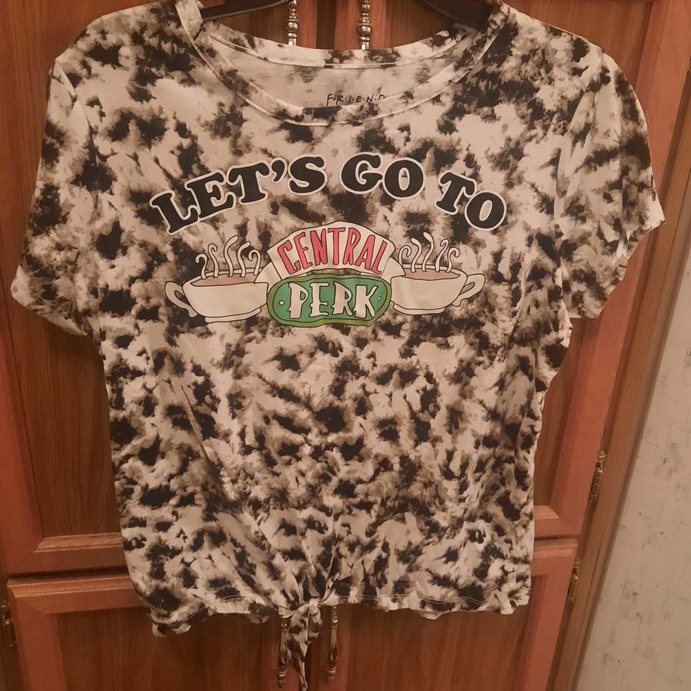 Friends Black and White Tie-Dye T-Shirt With Knot Tie